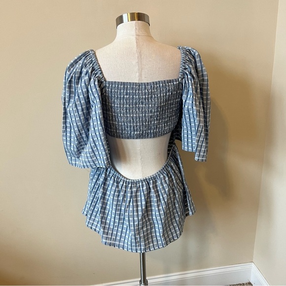 New! Stella Nova Penelope smocked peplum open back top nwt 17499 - Picture 11 of 16